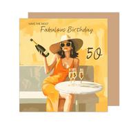 Edition Seidel Carte carrée de qualité supérieure pour 50e anniversaire avec enveloppe Carte de vœux Happy Birthday pour femme maman fille petite amie collègue (GQ537 SW025)