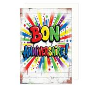 Edition Seidel carte d’anniversaire premium avec enveloppe. Carte de vœux carte double avec message Bon anniversaire pour homme femme amis appréciation typographie graffiti (G4154 SW026)