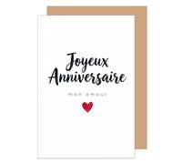 Edition Seidel carte d’anniversaire premium avec enveloppe. Carte de vœux carte double avec message Joyeux anniversaire pour homme femme amis mon amour cœur rouge (G4158 SW026)