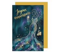 Edition Seidel carte d’anniversaire premium avec enveloppe. Carte de vœux carte double avec message Joyeux anniversaire pour femme amies champagne élégante à la mode brillant (G4164 SW026)