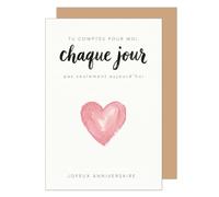 Edition Seidel carte d’anniversaire premium avec enveloppe. Carte de vœux carte double avec message Joyeux anniversaire pour homme femme amis appréciation amour cœur rose (G4156 SW026)