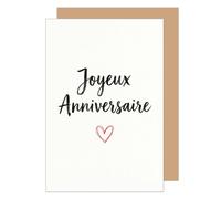 Edition Seidel carte d’anniversaire premium avec enveloppe. Carte de vœux carte double avec message Joyeux anniversaire pour homme femme amis cœur rouge amour minimaliste (G4160 SW026)