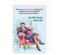 Edition Seidel carte d’anniversaire premium avec enveloppe. Carte de vœux carte double avec message Joyeux anniversaire pour femme amies cocktail élégante à la mode humour (G4163 SW026)