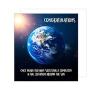 Edition Seidel Carte d'anniversaire carrée de qualité supérieure avec enveloppe. Carte de vœux Congratulations avec dicton pour homme femme motif globe terrestre humoristique (GQ185 SW024)