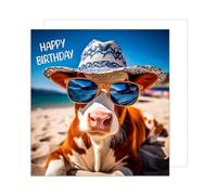 Edition Seidel Carte d'anniversaire carrée de qualité supérieure avec enveloppe. Carte de vœux Happy Birthday pour homme femme enfant adolescents ami motif vache (GQ167 SW024)