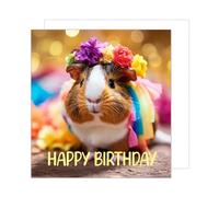 Edition Seidel Carte d'anniversaire carrée de qualité supérieure avec enveloppe. Carte de vœux Happy Birthday pour homme femme fille garçon enfant ami motif cochon d'Inde (GQ170 SW024)