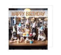Edition Seidel Carte d'anniversaire carrée de qualité supérieure avec enveloppe. Carte de vœux Happy Birthday pour homme femme fille fils garçon ami motif chiens (GQ154 SW024)