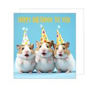 Edition Seidel Carte d'anniversaire carrée de qualité supérieure avec enveloppe - Carte de vœux Happy Birthday Billet - Pour homme, femme, adolescent, enfant - Cool Hamster chanteur - Fête