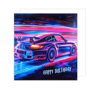 Edition Seidel Carte d'anniversaire carrée de qualité supérieure avec enveloppe. Carte de vœux Happy Birthday pour homme femme père fille ami motif voiture de course 911 (GQ198 SW024)