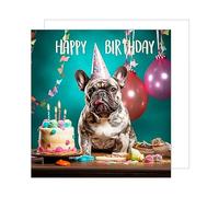 Edition Seidel Carte d'anniversaire carrée de qualité supérieure avec enveloppe. Carte de vœux Happy Birthday pour homme femme garçon fille fils motif chien et fête drôle (GQ127 SW024)