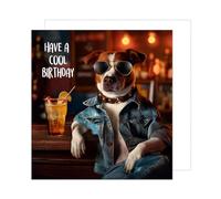 Edition Seidel Carte d'anniversaire carrée de qualité supérieure avec enveloppe. Carte de vœux Happy Birthday pour femme homme père ami collègue motif chien cool (GQ159 SW024)