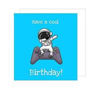 Edition Seidel Carte d'anniversaire carrée de qualité supérieure avec enveloppe - Happy Birthday - Pour homme, femme, adolescent, enfant - Contrôleur de jeu - Astronaute (GQ141)