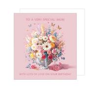 Edition Seidel Carte d'anniversaire carrée premium avec enveloppe. Carte de billet joyeux anniversaire pour maman, épouse, fleurs, papillons (GQ330 SW024)