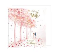 Edition Seidel Carte d'anniversaire carrée premium avec enveloppe. Carte de billet joyeux anniversaire pour femme, femme, amour, arbres, cœur (GQ332 SW024)