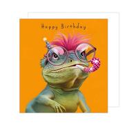 Edition Seidel Carte d'anniversaire carrée premium avec enveloppe. Carte de billet joyeux anniversaire pour homme, femme, enfant, lézard, animal, humour drôle (GQ316 SW024)