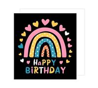 Edition Seidel Carte d'anniversaire carrée premium avec enveloppe. Carte de joyeux anniversaire pour filles, garçons et enfants, cœur arc-en-ciel coloré (GQ303 SW024)