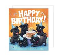 Edition Seidel Carte d'anniversaire carrée premium avec enveloppe. Carte de joyeux anniversaire pour homme, femme, enfant, chien, chapeau de fête, gâteau, humour drôle (GQ315 SW024)