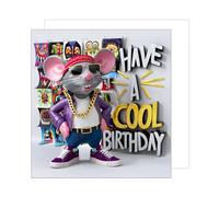 Edition Seidel Carte d'anniversaire carrée premium avec enveloppe. Carte de joyeux anniversaire pour homme, femme et enfant, Cool Mouse, humour drôle (GQ311 SW024)