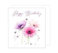 Edition Seidel Carte d'anniversaire carrée premium avec enveloppe. Joyeux anniversaire pour lui ou son amie, petite amie, épouse, mari, maman, papa, fleurs, papillons (GQ285 SW024)