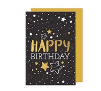 Edition Seidel Carte d'anniversaire de qualité supérieure avec enveloppe, billet Happy Birthday étoiles homme garçon adolescent doré (G3457 SW023)