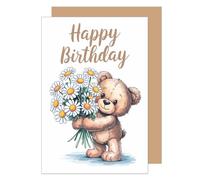 Edition Seidel Carte d'anniversaire de qualité supérieure avec enveloppe - Carte de vœux d'anniversaire - Pour homme, femme, petit ami, petite amie - Motif ours en peluche - G3800 SW025