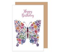 Edition Seidel Carte d'anniversaire de qualité supérieure avec enveloppe - Carte de vœux d'anniversaire - Pour homme, femme, petit ami, petite amie - Papillons (G3778)