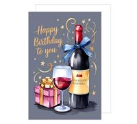 Edition Seidel Carte d'anniversaire de qualité supérieure avec enveloppe - Carte de vœux d'anniversaire - Pour homme et femme - Petit ami - Verre à vin - G3792 SW025