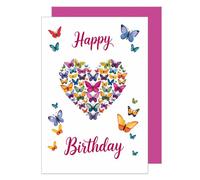 Edition Seidel Carte d'anniversaire de qualité supérieure avec enveloppe - Carte de vœux d'anniversaire - Pour homme, femme, petit ami, petite amie - Papillon (G3773 SW025)