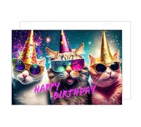Edition Seidel Carte d'anniversaire de qualité supérieure XXL avec enveloppe Format A4 Carte de vœux Billet Happy Birthday Homme Femme Garçon Ado Chats