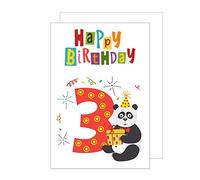 Edition Seidel Carte d'anniversaire exclusive de qualité supérieure pour 3ème anniversaire avec enveloppe - Carte de vœux pour enfant garçon et fille (G2943 SW022)