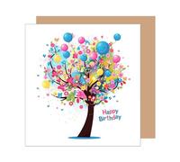 Edition Seidel - Carte d'anniversaire premium carrée avec enveloppe. Carte de vœux Happy Birthday pour homme, femme, amie, ami, enfant, arbre coloré (GQ365 SW025)