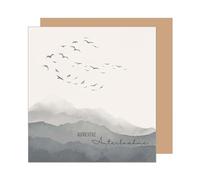 Edition Seidel Carte de condoléances carrée de qualité supérieure avec enveloppe - Carte de condoléances silencieuses - Avec enveloppe - Motif : oiseaux et montagne - TQ105 SW024