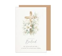 Edition Seidel carte de condoléances premium avec enveloppe. Message sincères condoléances sympathie compassion réconfort espoir force confiance (T1308 SW026)