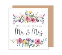 Edition Seidel Carte de félicitations carrée premium pour mariage avec enveloppe. Carte de mariage, carte de vœux, union, Just Married, fleurs (HQ132 SW025)