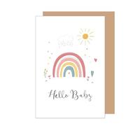 Edition Seidel Carte de naissance premium avec enveloppe, carte de vœux, carte de bébé, billet Hello bébé garçon fille enfant arc-en-ciel (E286 SW024)