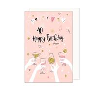 Edition Seidel Carte de qualité supérieure pour 40e anniversaire avec enveloppe. Carte de vœux Happy Birthday pour femme maman petite amie collègue motif fête (GZ353-40 SW024)