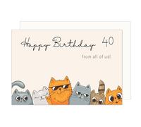 Edition Seidel Carte de qualité supérieure pour 40e anniversaire avec enveloppe. Carte de vœux Happy Birthday pour homme femme motif chats drôle (GZ357-40 SW024)