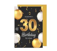 Edition Seidel Carte de qualité supérieure pour 40e anniversaire avec enveloppe. Carte de vœux Happy Birthday pour homme femme ami motif ballons élégant (GZ351-30 SW024)