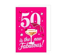 Edition Seidel Carte de qualité supérieure pour 50e anniversaire avec enveloppe. Carte de vœux Happy Birthday pour femme maman petite amie collègue rose (GZ364-50 SW025)