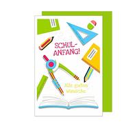 Edition Seidel Carte de rentrée des classes de qualité supérieure avec enveloppe pour la rentrée scolaire, carte de félicitations, carte de félicitations, carte de rentrée des classes pour enfants,