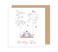 Edition Seidel Carte de vœux carrée de qualité supérieure pour mariage - Avec enveloppe - Carte de vœux de mariage - Just Married oiseaux (HQ127 SW025)
