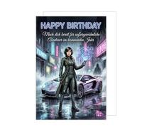 Edition Seidel Carte de vœux d'anniversaire de qualité supérieure avec enveloppe - Carte de vœux avec inscription en allemand pour homme, femme, petit ami, petite amie, action, héroïne Wonder Woman