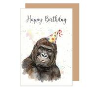 Edition Seidel Carte de vœux d'anniversaire de qualité supérieure avec enveloppe. Carte de vœux avec inscription en anglais. Motif gorille. Cadeau d'amour pour homme et femme (G3902 SW2026)