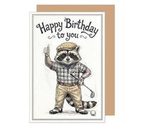 Edition Seidel Carte de vœux d'anniversaire de qualité supérieure avec enveloppe. Carte de vœux avec inscription en anglais. Motif raton laveur. Cadeau d'amour pour homme garçon (G4018 SW2026)