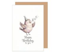 Edition Seidel Carte de vœux d'anniversaire de qualité supérieure avec enveloppe. Carte de vœux avec inscription en anglais. Motif oiseau chantant. Cadeau d'amour pour homme et femme (G3895 SW026)