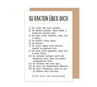 Edition Seidel Carte de vœux d'anniversaire de qualité supérieure avec enveloppe - Carte de vœux pliante avec inscription en allemand « Alles Gute Mann Frau Freunde 10 Fakten Liste Lachmoment Humour