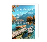 Edition Seidel Carte de vœux de départ XXL - Avec enveloppe au format A4 - Carte d'adieu - Carte d'adieu - Carte de départ à la retraite - Pour homme, femme, collègue, collègue - Paysage de lac