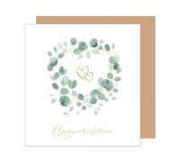 Edition Seidel Carte de vœux de mariage carrée de qualité supérieure avec envelope Carte de félicitations pour couple amoureux Mr. & Mrs. Just Married eucalyptus (HQ103 SW025)
