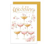 Edition Seidel Carte de vœux de mariage haut de gamme avec enveloppe, carte de mariage, carte de mariage, jour du mariage, mariée et marié, pyramide étincelante (H490 SW024)