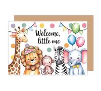 Edition Seidel Carte de vœux de naissance de qualité supérieure avec enveloppe - Carte de vœux pour bébé avec texte en anglais « Welcome » pour garçon et fille (E305 SW025)